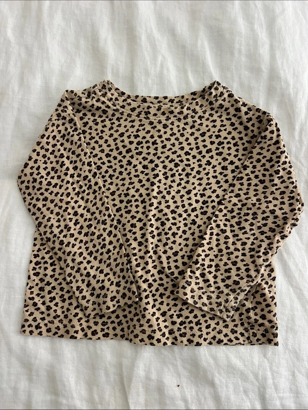 Old Navy Beige Leopard-Print Long Sleeve Top